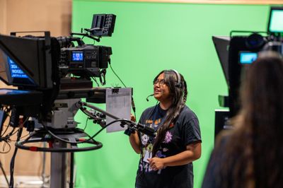 Indigenous high school students attend a media workshop on NAU campus.
